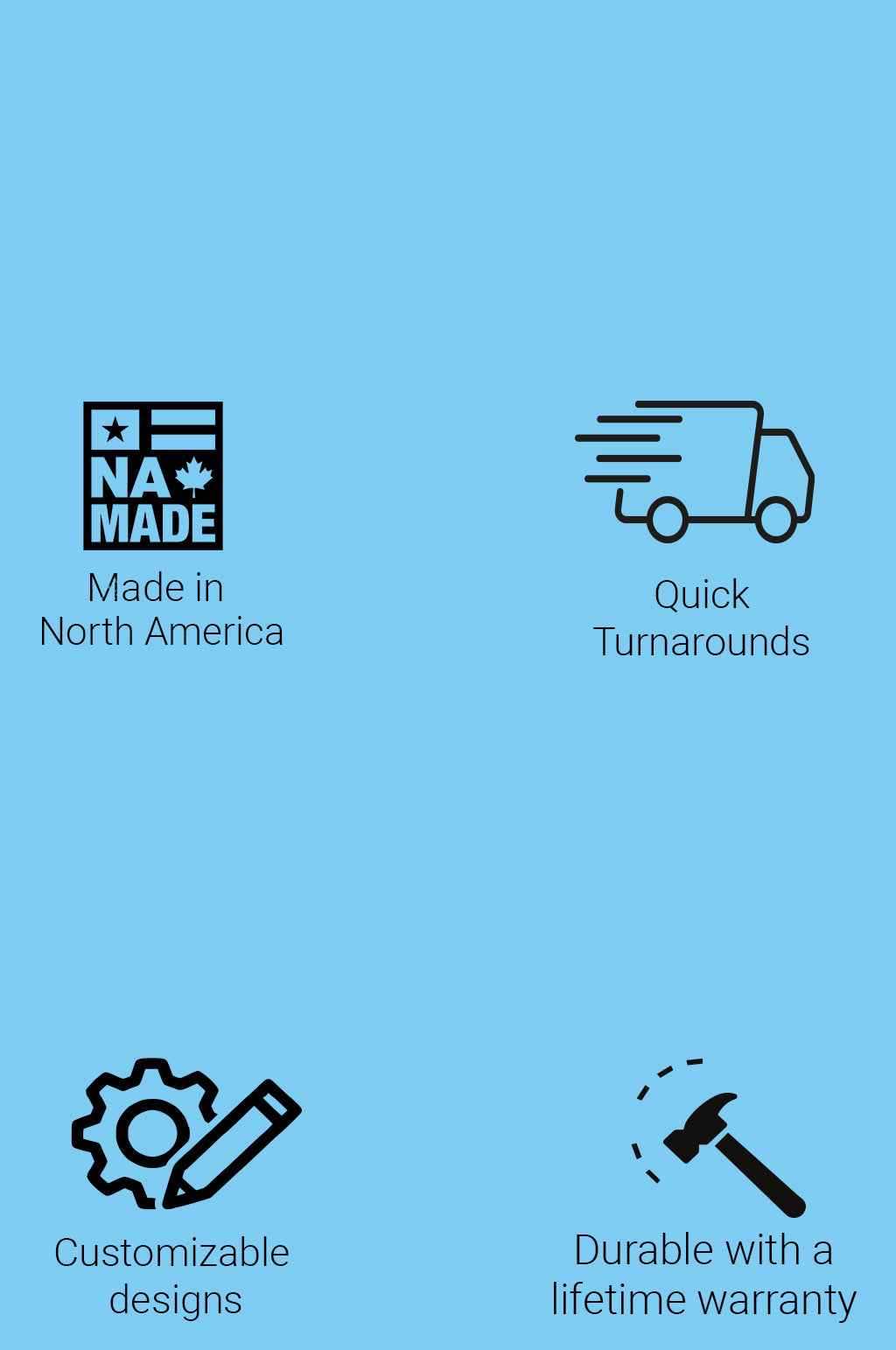 icons for custom design and warranty 